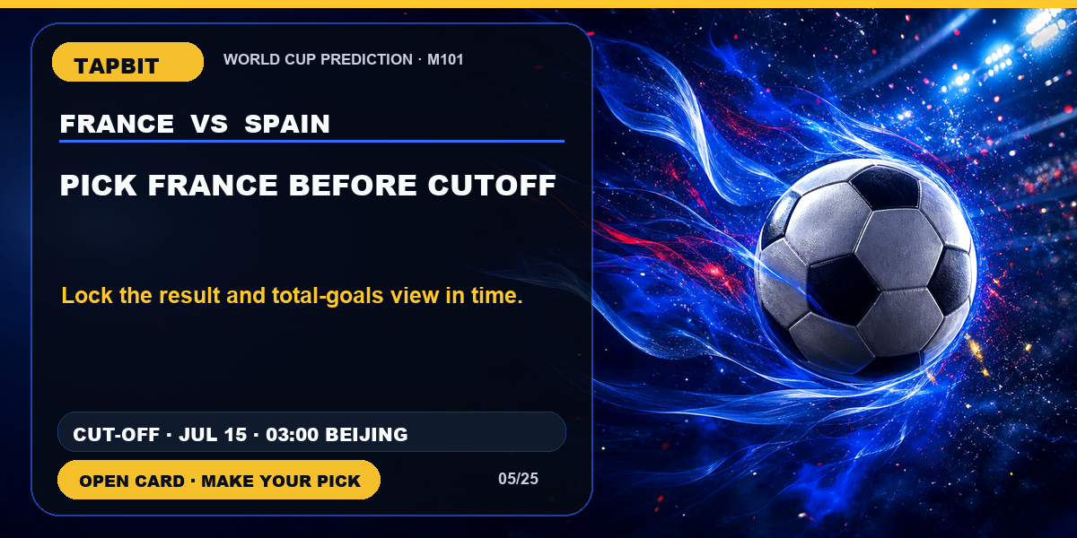 Tapbit World Cup Prediction | PICK FRANCE BEFORE CUTOFF