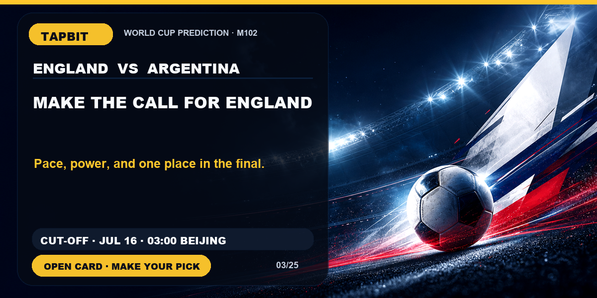 Tapbit World Cup Prediction | MAKE THE CALL FOR ENGLAND