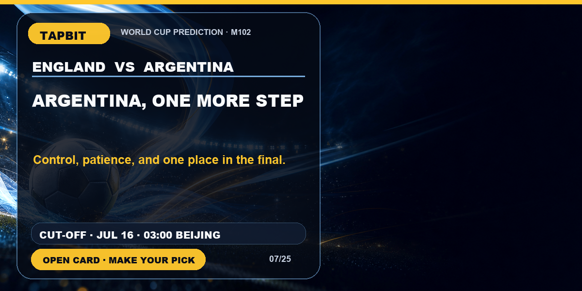 Tapbit World Cup Prediction | ARGENTINA, ONE MORE STEP